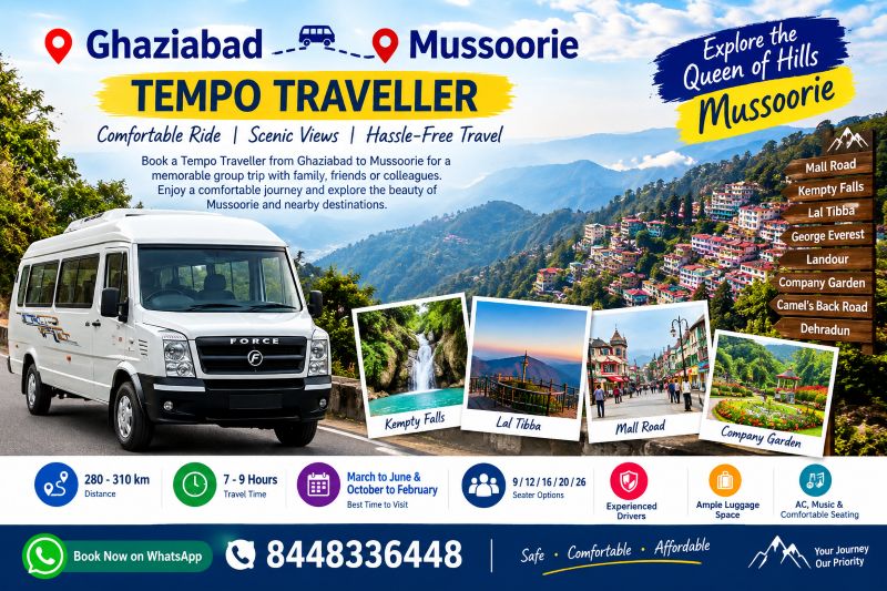 Ghaziabad to Mussoorie Tempo Traveller